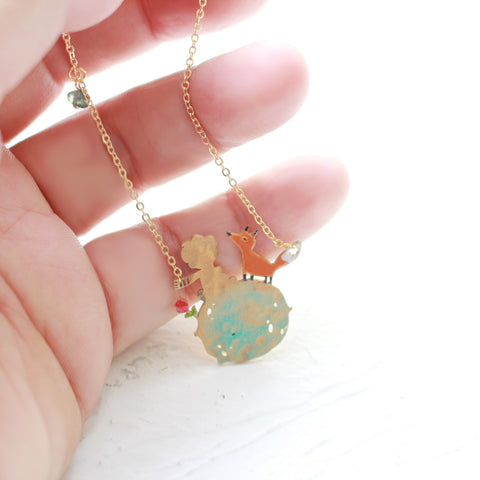 Little Prince Rose Fox Necklace